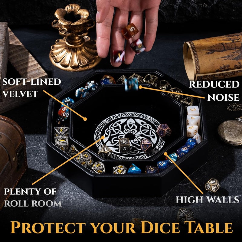 Soar Forge Dice Tray for DND and RPG - Beautiful Valknut and Dragon 9 Inch Rolling Tray Compatible with Dungeons and Dragons and Tabletop RPGs - Box Storage to Protect Dice - Image 3